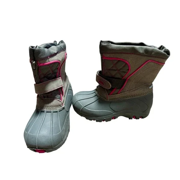 Totes Girls Winter Snow Boots Gray Pink Tori Size 11 Medium - Picture 3 of 6